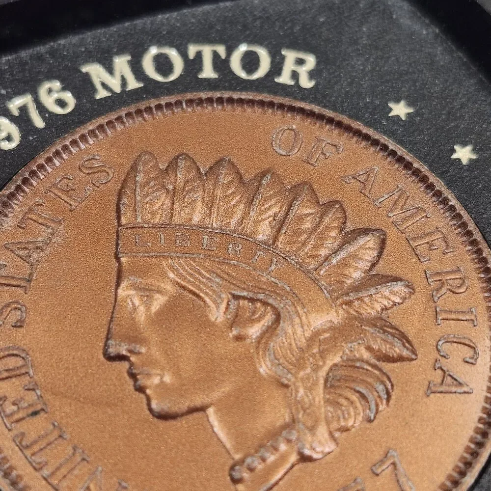 2 1877 Indian Penny Coasters 1976 Motor C.T.A. Head Cent Coin Promo USA Plastic